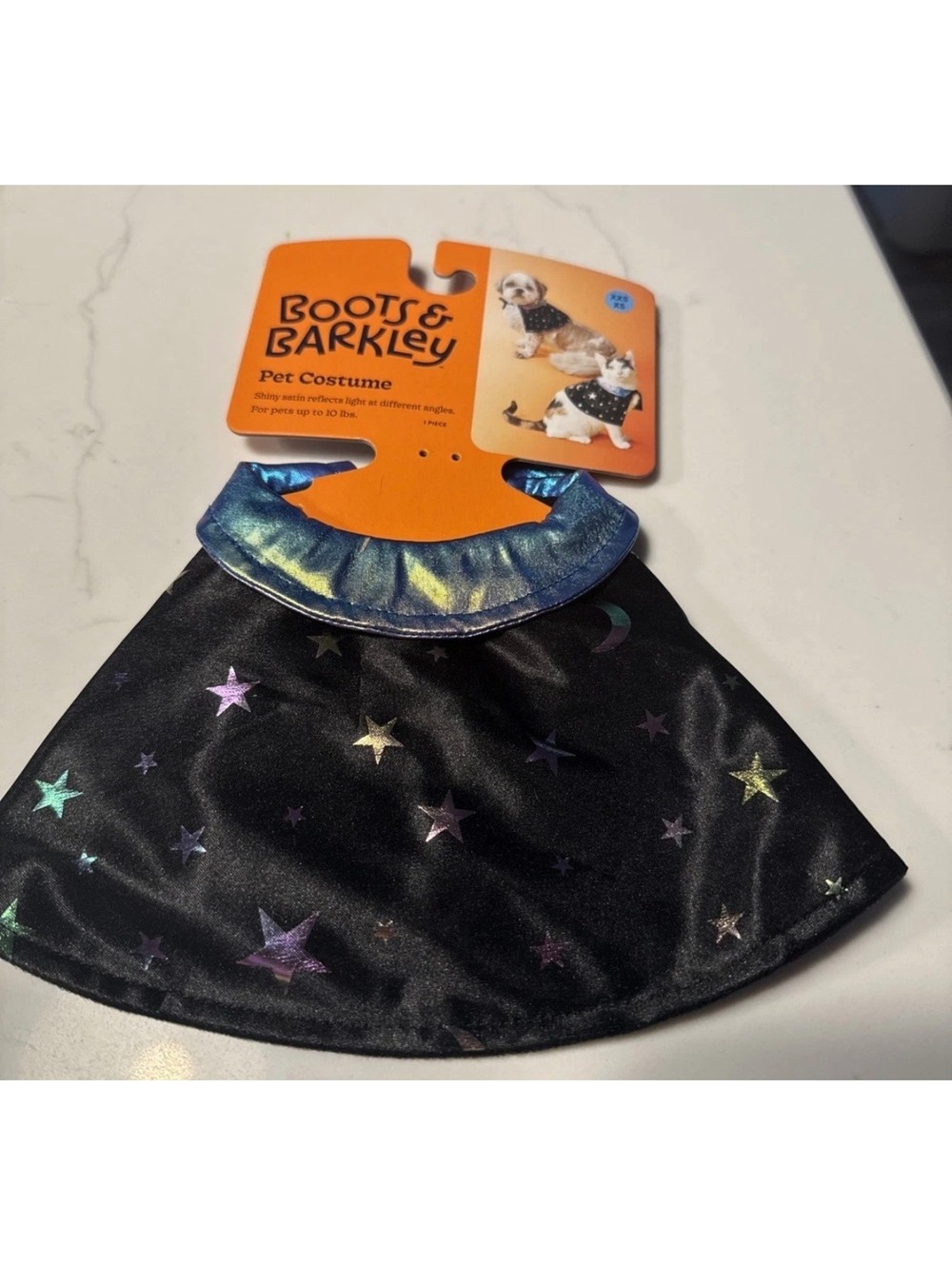 Boots & Barkley Dog Halloween Costume Cape Star & Moon Iridescent Collar XXS/XS